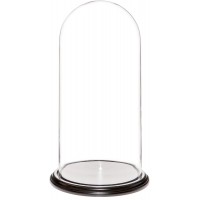Plymor Brand 9.75" x 20" Glass Display Dome Cloche (Black Wood Veneer Base) 840003144239  192572350435
